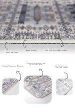 2'li Set Krem Zeminde Dokuma Halı Motifli Kilim Desenli Eskitme Motifli Vintage  2'li Banyo & Mutfak Paspas Takımı Realhomes