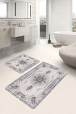 - PaspasTakimi-2li-Set998-Gorsel-4 - Realhomes 2'li Set Krem Zeminde Kilim Motifli Vintage Desenli Etnik Motifler Eskitme Motifli 2'li Banyo & Mutfak Paspas Takımı Realhomes