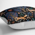 - Petek-12415-Gorsel-2 - Realhomes Realhomes Siyah Zeminli Renkli Ağaçlar Sevimli Hayvan Tasarımlı Dijital Baskılı Yastık Kırlent Kılıfı Realhomes