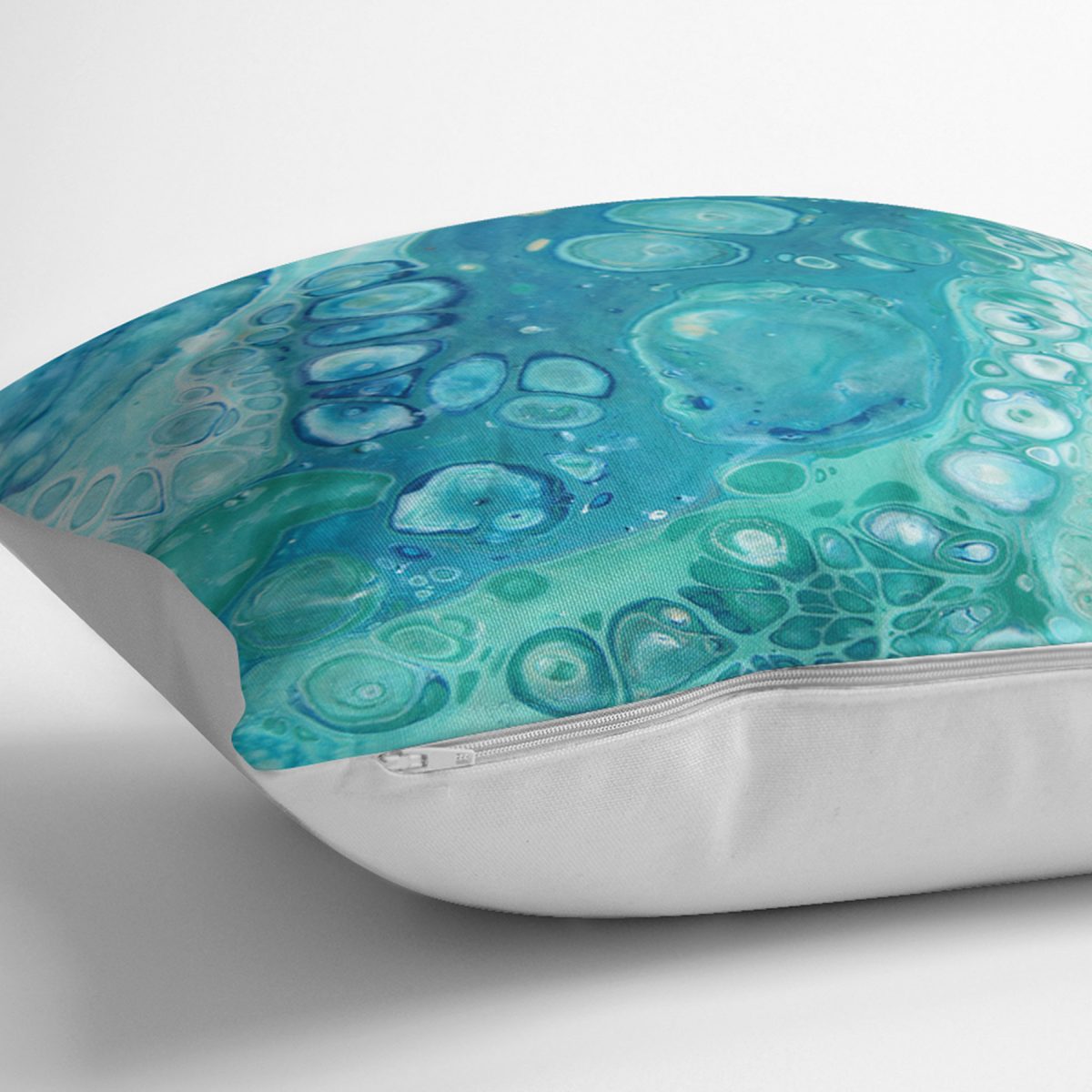Realhomes Turkuaz Renkli Suluboya Tasarımlı Deniz Temalı Özel Tasarımlı Modern Yastık Kırlent Kılıfı Realhomes