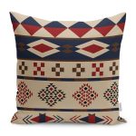 - Petek-12419-Gorsel - Realhomes Realhomes Krem Zeminli Geometrik Çizim Tasarımlı Renkli Dijital Baskılı Yastık Kırlent Kılıfı Realhomes