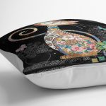 - Petek-12423-Gorsel-2 - Realhomes Realhomes Siyah Zemin Çiçek Desenli Sevimli Kedi Özel Tasarım Modern Yastık Kırlent Kılıfı Realhomes