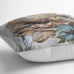 Realhomes Karakelem Çizimli Renklendirilmiş Gül Çiçek Motifli Dijital Baskılı Yastık Kırlent Kılıfı Realhomes