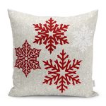 Realhomes Krem Petek Zeminli Bordo Kar Taneleri Özel Tasarım Dijital Baskılı Yastık Kırlent Kılıfı Realhomes