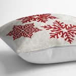 Realhomes Krem Petek Zeminli Bordo Kar Taneleri Özel Tasarım Dijital Baskılı Yastık Kırlent Kılıfı Realhomes