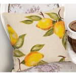 - Petek-K12389-Gorsel-1 - Realhomes Realhomes Krem Zeminli Limon Tasarımlılı Dijital Baskılı Yastık Kırlent Kılıfı Realhomes