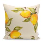 - Petek-K12389-Gorsel - Realhomes Realhomes Krem Zeminli Limon Tasarımlılı Dijital Baskılı Yastık Kırlent Kılıfı Realhomes