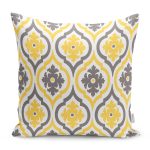 Realhomes Sarı Gri Ogea Çiçek Tasarımlı Dijital Baskılı Yastık Kırlent Kılıfı Realhomes