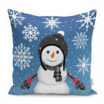 - Petek-K12396-Gorsel - Realhomes Realhomes Mavi Zeminli Kar Taneleri Motifli Kardan Adam Tasarımlı Yastık Kırlent Kılıfı Realhomes