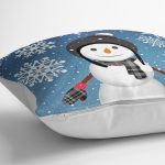 - Petek-K12396-Gorsel-2 - Realhomes Realhomes Mavi Zeminli Kar Taneleri Motifli Kardan Adam Tasarımlı Yastık Kırlent Kılıfı Realhomes