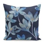- Petek-K12399-Gorsel - Realhomes Realhomes Mavi Zeminli Sulu Boya Motifli Gül Tasarımlı Modern Yastık Kırlent Kılıfı Realhomes