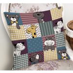 - Petek-Kc10535-Gorsel-1 - Realhomes Realhomes Ekose Temalı Sevimli Ayıcık Çocuk & Genç Odası Modern Yastık Kırlent Kılıfı Realhomes