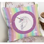 - Petek-Kc10537-Gorsel-1 - Realhomes Realhomes Renkli Çizgili Unicorn Temalı Çocuk & Genç Odası Modern Yastık Kırlent Kılıfı Realhomes