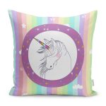 - Petek-Kc10537-Gorsel - Realhomes Realhomes Renkli Çizgili Unicorn Temalı Çocuk & Genç Odası Modern Yastık Kırlent Kılıfı Realhomes