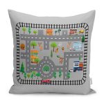 - Petek-Kc10539-Gorsel - Realhomes Realhomes Tren Yolu Araba Oyun Tasarımlı Çocuk & Genç Odası Modern Yastık Kırlent Kılıfı Realhomes