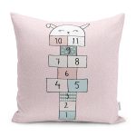 - Petek-Kc10542-Gorsel - Realhomes Realhomes Sevimli Tavşan Pembe Temalı Seksek Tasarım Çocuk & Genç Odası Modern Yastık Kırlent Kılıfı Realhomes