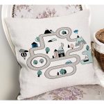 - Petek-Kc10543-Gorsel-1 - Realhomes Realhomes Araba Yollu Eğitici Tasarım Çocuk & Genç Odası Modern Yastık Kırlent Kılıfı Realhomes