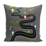 - Petek-Kc10559-Gorsel - Realhomes Realhomes Gri Zemin Konumlu Eğitici Oyun Motifli Çocuk & Genç Odası Modern Yastık Kırlent Kılıfı Realhomes