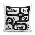 - Petek-Kc10560-Gorsel - Realhomes Realhomes Siyah Beyaz Eğitici Trafik Yolu Motifli Çocuk & Genç Odası Modern Yastık Kırlent Kılıfı Realhomes