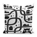 - Petek-Kc10561-Gorsel - Realhomes Realhomes Siyah Beyaz Araba Oyun Yolu Tasarımlı Çocuk & Genç Odası Modern Yastık Kırlent Kılıfı Realhomes