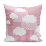 - Petek-Kc10563-Gorsel - Realhomes Realhomes Pembe Temalı Bulut Tasarımlı Çocuk & Genç Odası Modern Yastık Kırlent Kılıfı Realhomes