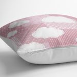 - Petek-Kc10563-Gorsel-2 - Realhomes Realhomes Pembe Temalı Bulut Tasarımlı Çocuk & Genç Odası Modern Yastık Kırlent Kılıfı Realhomes