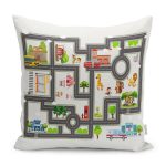 - Petek-Kc10564-Gorsel - Realhomes Realhomes Öğretici Trafik Yolu Oyun Tasarımlı Çocuk & Genç Odası Modern Yastık Kırlent Kılıfı Realhomes
