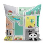 - Petek-Kc10565-Gorsel - Realhomes Realhomes Eğitici Oyun Yolu Trafik Tasarımlı Çocuk & Genç Odası Modern Yastık Kırlent Kılıfı Realhomes