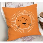 - Petek-Kc10571-Gorsel-1 - Realhomes Realhomes Turuncu Aslan Tasarımlı Çocuk & Genç Odası Modern Yastık Kırlent Kılıfı Realhomes