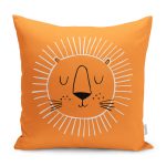 - Petek-Kc10571-Gorsel - Realhomes Realhomes Turuncu Aslan Tasarımlı Çocuk & Genç Odası Modern Yastık Kırlent Kılıfı Realhomes