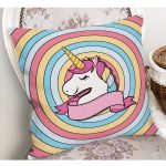 - Petek-Kc10579-Gorsel-1 - Realhomes Realhomes Renkli Daireler Unicorn Tasarımlı Çocuk & Genç Odası Modern Yastık Kırlent Kılıfı Realhomes