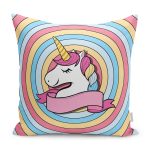 - Petek-Kc10579-Gorsel - Realhomes Realhomes Renkli Daireler Unicorn Tasarımlı Çocuk & Genç Odası Modern Yastık Kırlent Kılıfı Realhomes