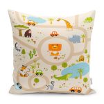 - Petek-Kc10584-Gorsel - Realhomes Realhomes Eğitici Oyun Yolları Hayvanat Bahçesi Tasarımlı Çocuk & Genç Odası Modern Yastık Kırlent Kılıfı Realhomes