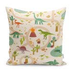 - Petek-Kc10586-Gorsel - Realhomes Realhomes Dinozor Desenli Oyun Yolları Tasarımlı Çocuk & Genç Odası Modern Yastık Kırlent Kılıfı Realhomes