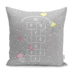 - Petek-Kc10598-Gorsel - Realhomes Realhomes Gri Zemin Fil Motifli Seksek Oyun Temalı Çocuk & Genç Odası Modern Yastık Kırlent Kılıfı Realhomes