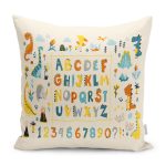 - Petek-Kc10599-Gorsel - Realhomes Realhomes Sevimli Vahşi Hayvanlar Eğitici Kelimeler Çocuk & Genç Odası Modern Yastık Kırlent Kılıfı Realhomes