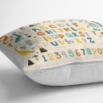 - Petek-Kc10599-Gorsel-2 - Realhomes Realhomes Sevimli Vahşi Hayvanlar Eğitici Kelimeler Çocuk & Genç Odası Modern Yastık Kırlent Kılıfı Realhomes