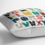 - Petek-Kc10601-Gorsel-2 - Realhomes Realhomes Hayvan Tasarımlı Öğretici Harf Tasarımlı Çocuk & Genç Odası Modern Yastık Kırlent Kılıfı Realhomes