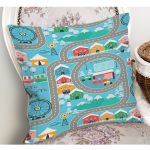 - Petek-Kc10604-Gorsel-1 - Realhomes Realhomes Eğitici Trafik Yolu Oyun Tasarımlı Çocuk & Genç Odası Modern Yastık Kırlent Kılıfı Realhomes