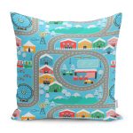 - Petek-Kc10604-Gorsel - Realhomes Realhomes Eğitici Trafik Yolu Oyun Tasarımlı Çocuk & Genç Odası Modern Yastık Kırlent Kılıfı Realhomes