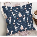 - Petek-Kc10609-Gorsel-1 - Realhomes Realhomes Uzaydaki Hayvanlar Desenli Çocuk & Genç Odası Modern Yastık Kırlent Kılıfı Realhomes