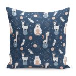 - Petek-Kc10609-Gorsel - Realhomes Realhomes Uzaydaki Hayvanlar Desenli Çocuk & Genç Odası Modern Yastık Kırlent Kılıfı Realhomes