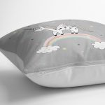 - Petek-Kc10613-Gorsel-2 - Realhomes Realhomes Gri Zemin Unicorn Temalı At Çocuk & Genç Odası Modern Yastık Kırlent Kılıfı Realhomes