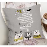 - Petek-Kc10615-Gorsel-1 - Realhomes Realhomes Sevimli Ayılar Eğitici Oyun Yolu Çocuk & Genç Odası Modern Yastık Kırlent Kılıfı Realhomes