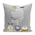 - Petek-Kc10615-Gorsel - Realhomes Realhomes Sevimli Ayılar Eğitici Oyun Yolu Çocuk & Genç Odası Modern Yastık Kırlent Kılıfı Realhomes