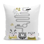 - Petek-Kc10616-Gorsel - Realhomes Realhomes Beyaz Zeminli Sevimli Ayılar Eğitici Yol Tasarımlı Çocuk & Genç Odası Modern Yastık Kırlent Kılıfı Realhomes