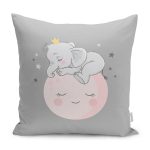 - Petek-Kc10617-Gorsel - Realhomes Realhomes Pembe Ay Sevimli Fil Tasarımlı Çocuk & Genç Odası Modern Yastık Kırlent Kılıfı Realhomes