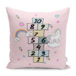 - Petek-Kc10618-Gorsel - Realhomes Realhomes Unicorn Temalı Renkli Seksek Oyun Tasarımlı Çocuk & Genç Odası Modern Yastık Kırlent Kılıfı Realhomes