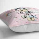 - Petek-Kc10618-Gorsel-2 - Realhomes Realhomes Unicorn Temalı Renkli Seksek Oyun Tasarımlı Çocuk & Genç Odası Modern Yastık Kırlent Kılıfı Realhomes