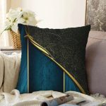 - Rasel-K12401-Gorsel - Realhomes  Realhomes Modern Motifli Siyah Lacivert Tasarımlı Dekoratif Yastık Kırlent Kılıfı Realhomes